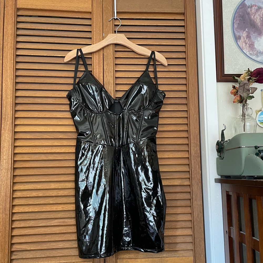 ✨ Black Latex Style Mini Dress ✨